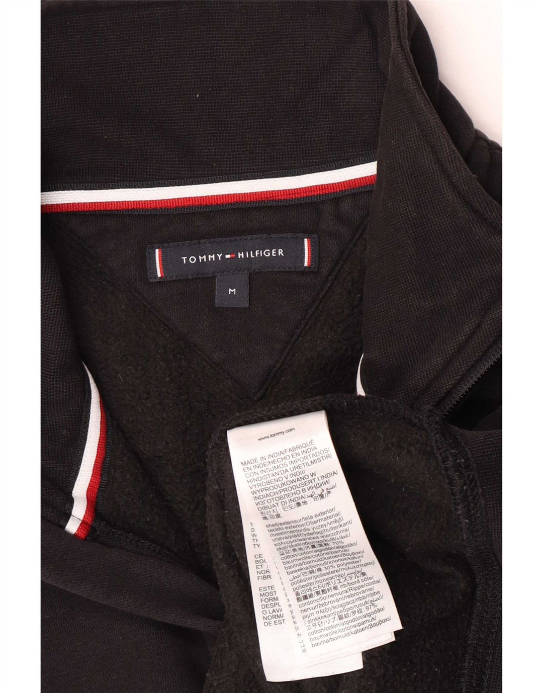 Tommy Hilfiger Herren-Sweatshirt mit grafischem Reißverschluss, mittlerer schwarzer Baumwolle