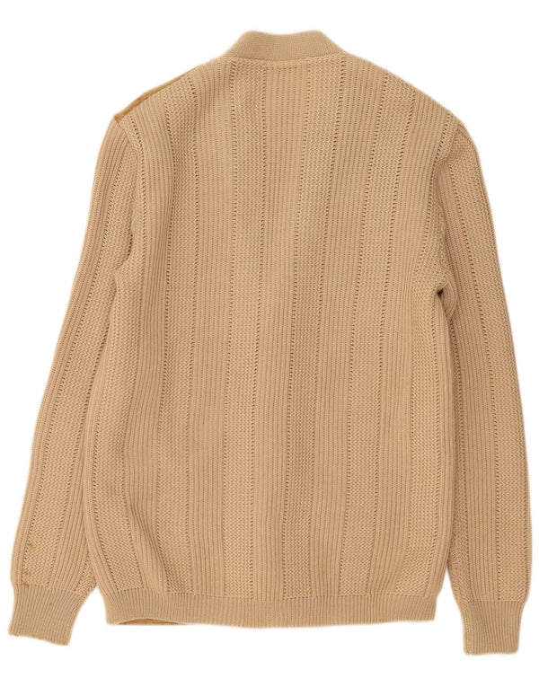 Vintage Herren Cardigan Pullover IT 50 Medium Beige Leder
