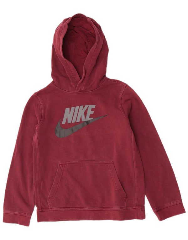 Nike Jungen-Pullover mit Grafik-Kapuzenpullover, 10–11 Jahre, mittlere kastanienbraune Baumwolle