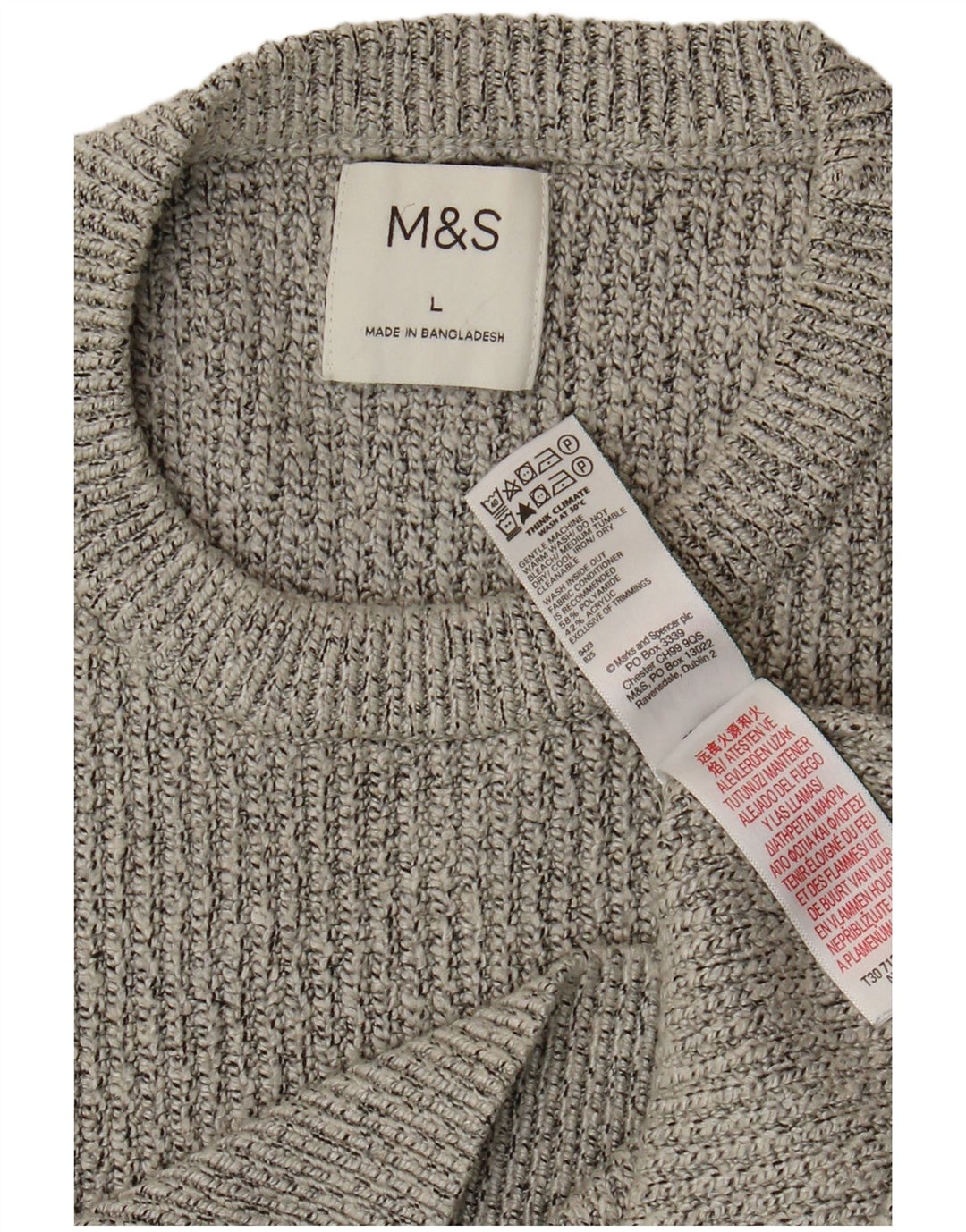 Marks & Spencer Herren-Pullover mit Rundhalsausschnitt, Größe L, Grau, Polyamid