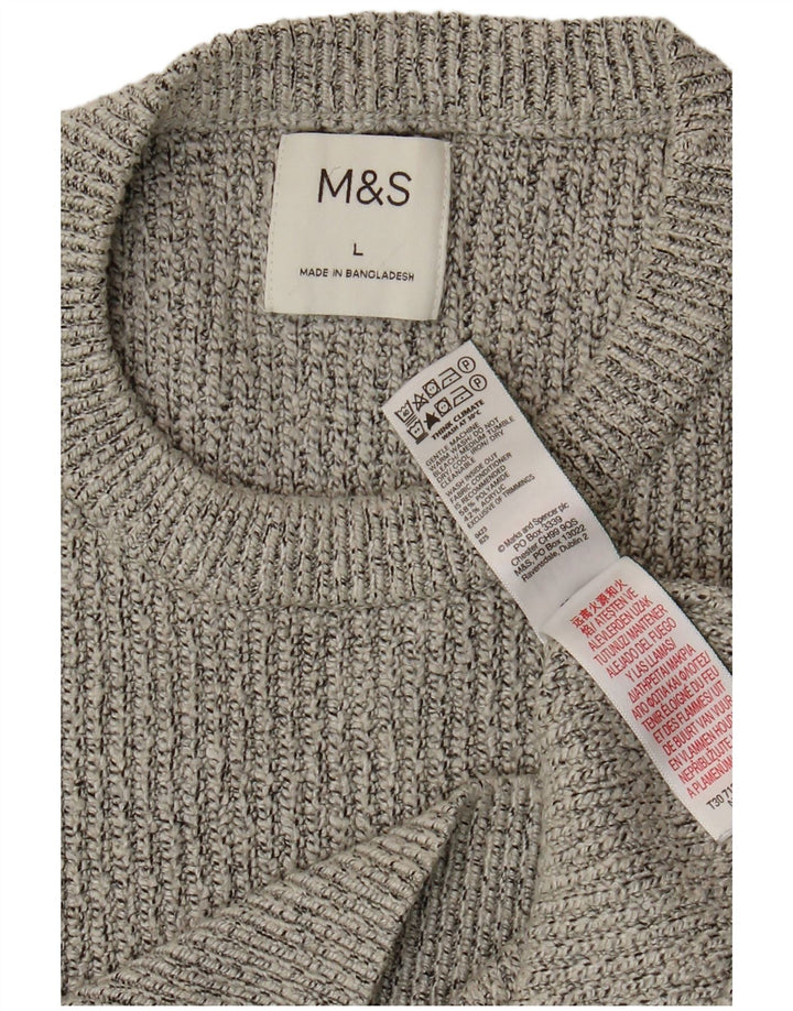 Marks & Spencer Herren-Pullover mit Rundhalsausschnitt, Größe L, Grau, Polyamid