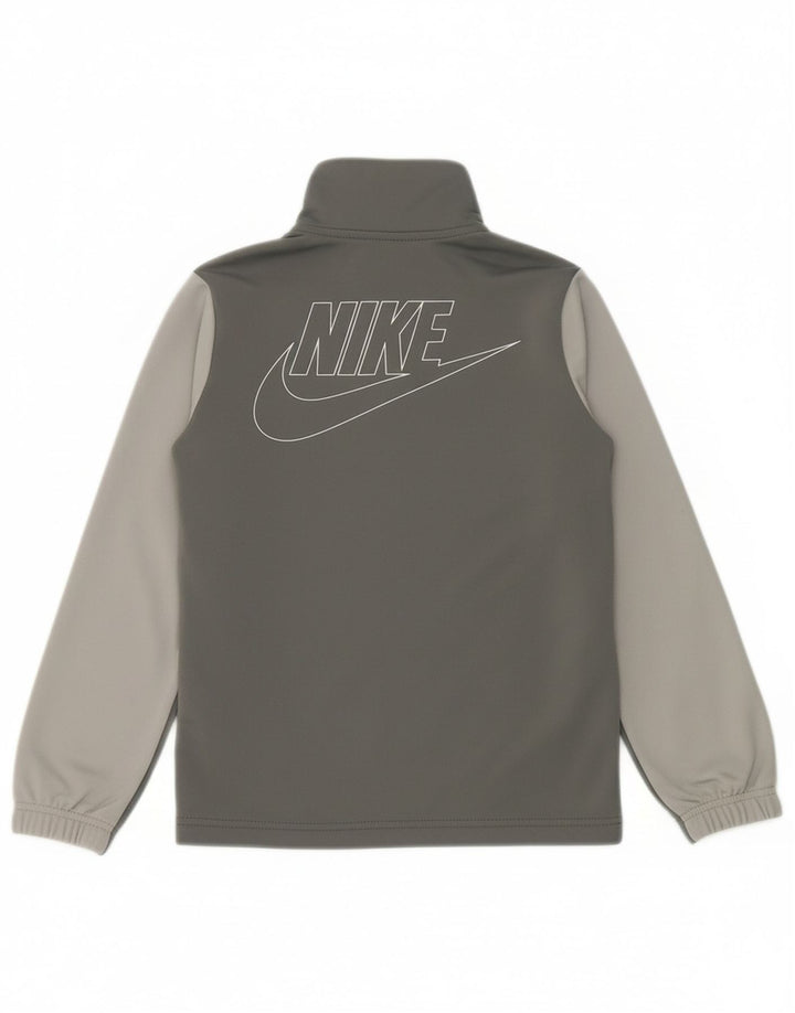 NIKE Boys Standard Tracksuit Top Jacket 8-9 Years Small Grey Colourblock