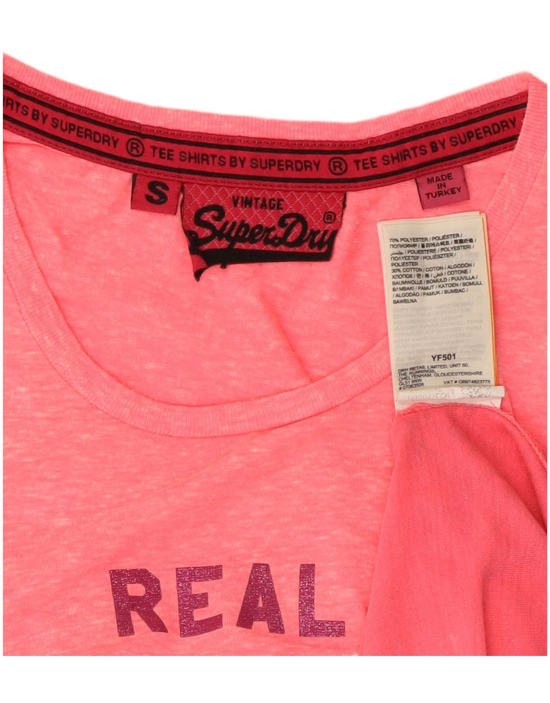 Superdry Damen Grafik-T-Shirt-Oberteil UK 8 Small Pink Tie Dye Polyester