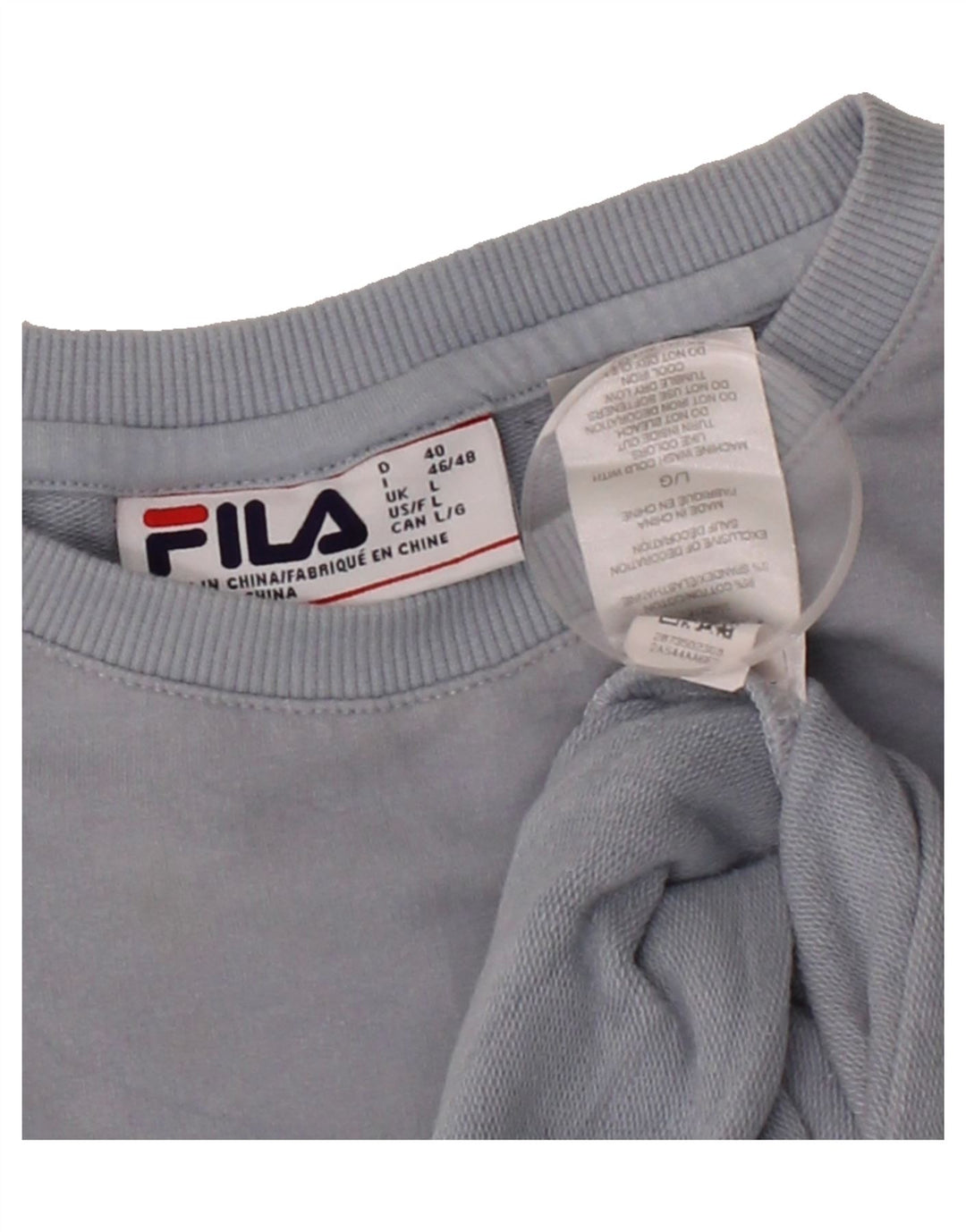 FILA Womens Oversized Sweatshirt Jumper UK 16 Large Blue Cotton Vintage Fila and Second-Hand Fila from Messina Hembry 