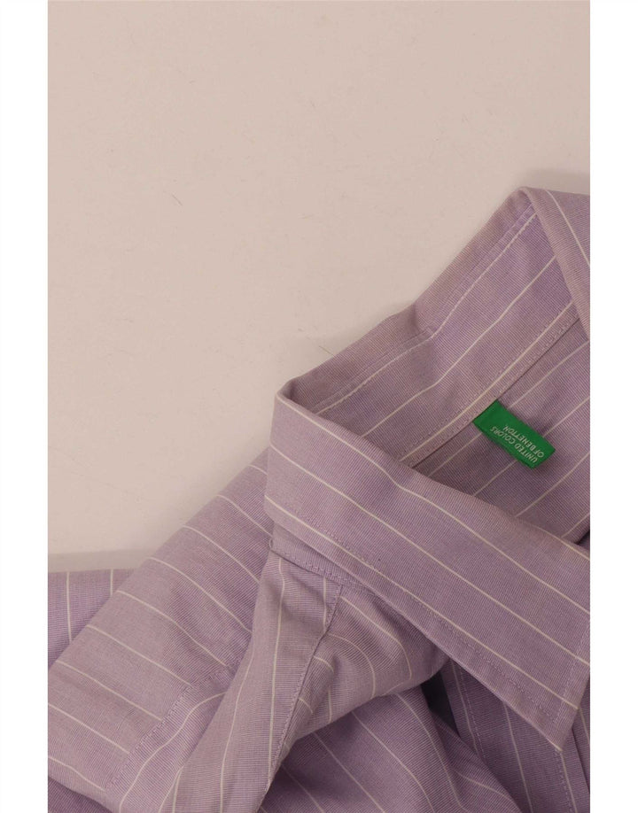Benetton Herrenhemd Mittellila Nadelstreifen