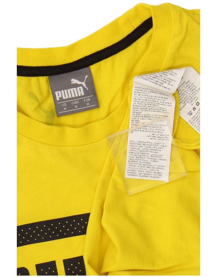 Puma Herren Grafik-T-Shirt-Oberteil aus mittelgelber Baumwolle