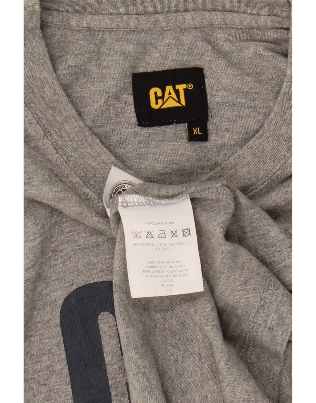 CAT Herren-T-Shirt mit Grafik, XL, graue Baumwolle