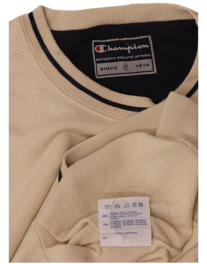 Champion Herren Sweatshirt Pullover Small Beige Baumwolle