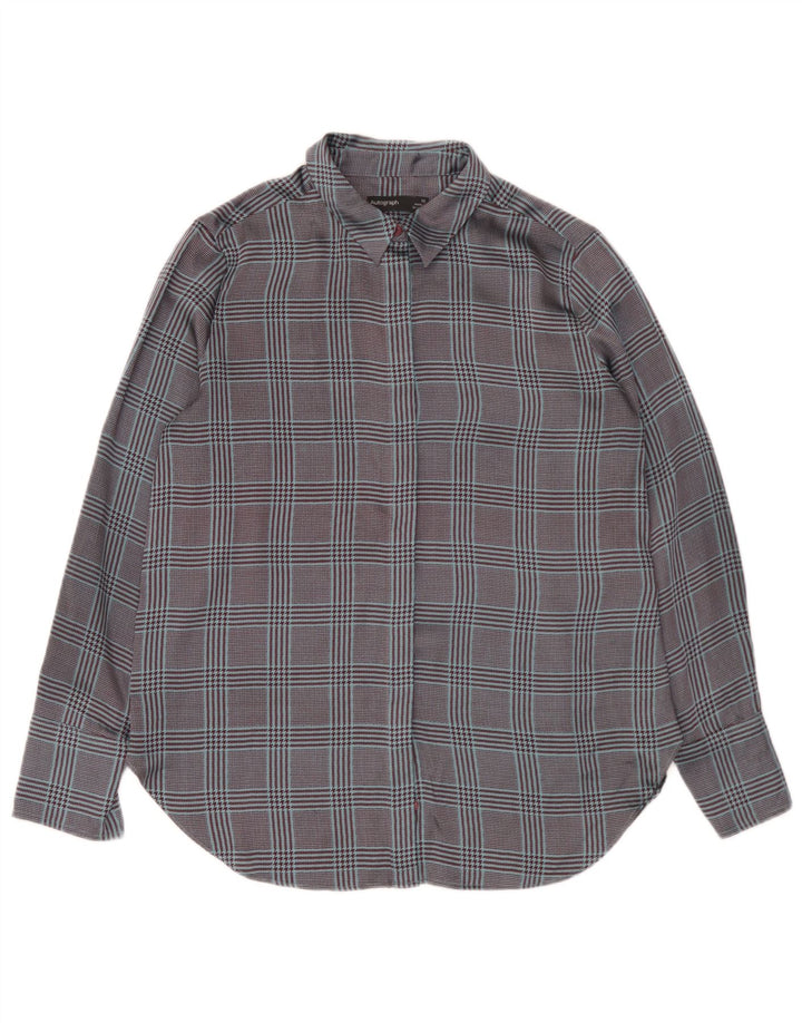 Marks & Spencer Damen-Oversize-Hemd, UK 10, klein, blau kariert, Polyester