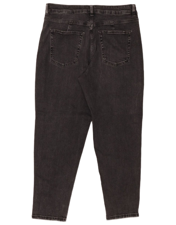 Marks & Spencer Damen Mom Tapered Jeans UK 14 Large W32 L26 Graue Baumwolle