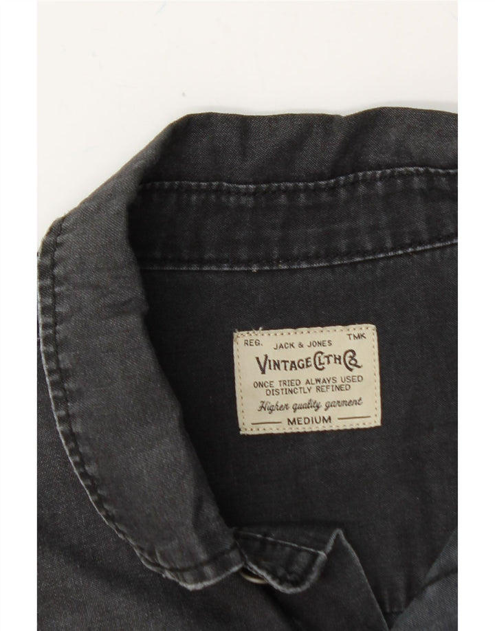 JACK & JONES Mens Denim Shirt Medium Black Cotton Vintage Jack & Jones and Second-Hand Jack & Jones from Messina Hembry 