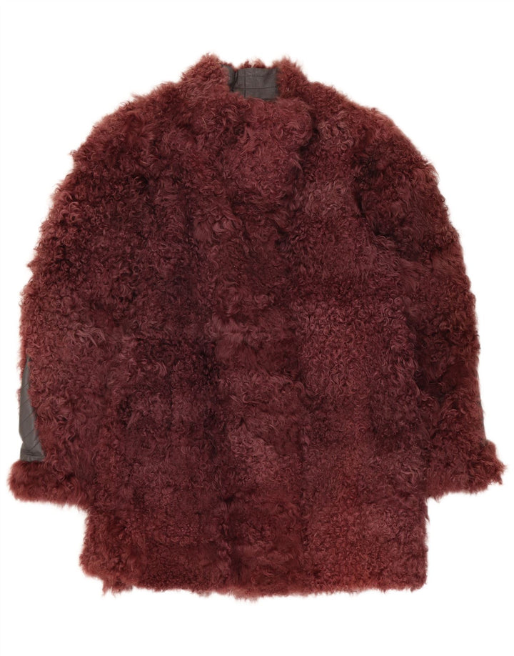 Elios Damen Pelzmantel IT 44 Medium Burgund