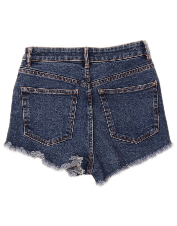 Zara Damen Jeansshorts mit hoher Taille, EU 34, 2XS, W24, blaue Baumwolle