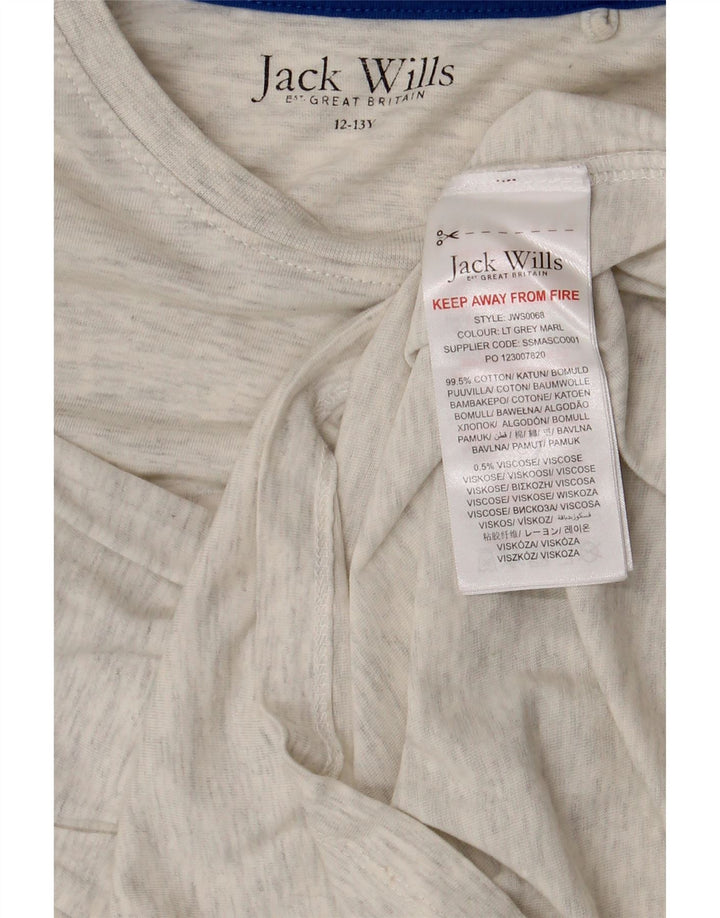 Jack Wills Jungen-Oberteil mit Grafik, langärmlig, 12–13 Jahre, graue Baumwolle