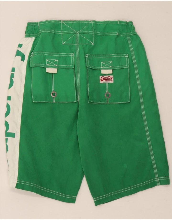 Superdry Herren-Badeshorts mit Grafik, Größe S, Grün, Farbblock-Polyester