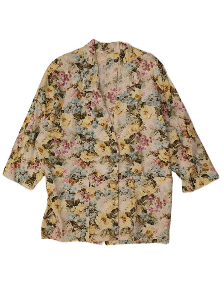 Vintage Damen 3/4 Ärmel Blazer Jacke UK 14 Medium Mehrfarbig