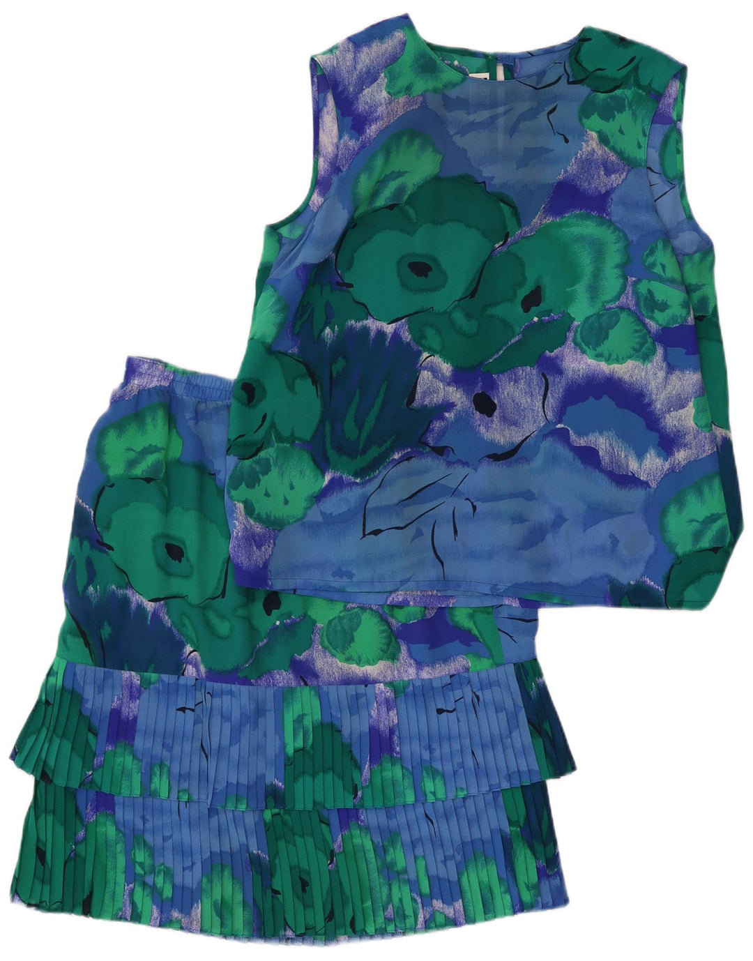 Fink Damen 2-teiliges Rockset UK 16 Large W30 Blaues Blumenmuster aus Polyester