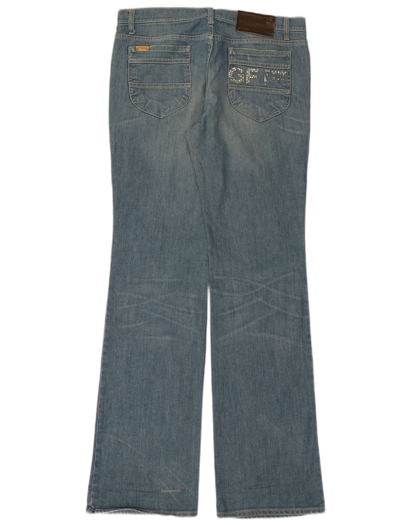 Gianfranco Ferre Damen Grafik-Bootcut-Jeans W31 L35 Blaue Baumwolle