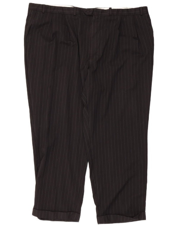 Ralph Lauren Herren-Anzughose mit Pegged-Anzug, W48, L29, schwarze Nadelstreifenwolle