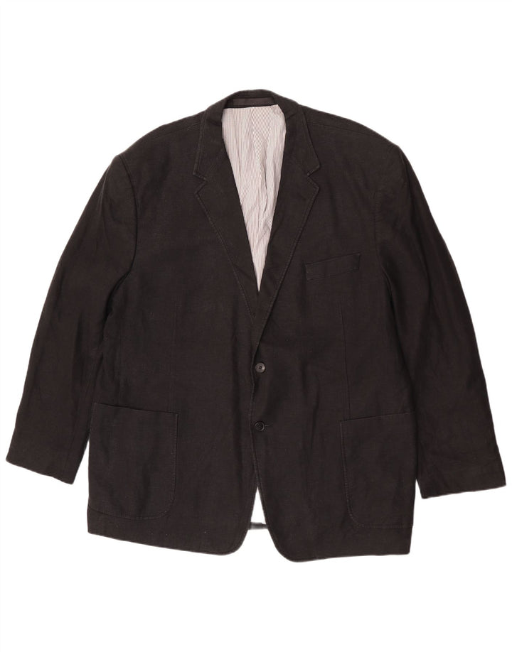 Marks & Spencer Herren-Blazer mit 2 Knöpfen, UK 48, 2XL, schwarzes Leinen