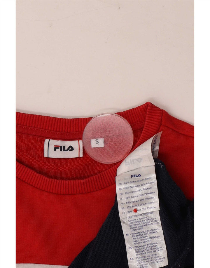 Fila Womens Graphic Oversized Sweatshirt Pullover UK 10 Small Rot Farbblock