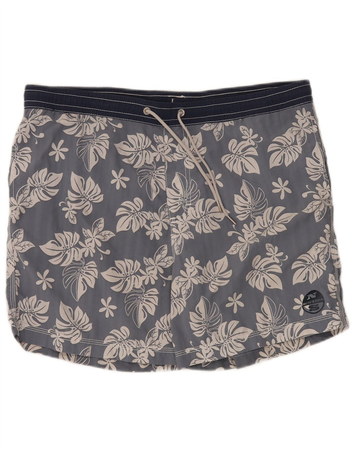 North Sails Herren-Badeshorts, groß, aus Nylon mit grauem Blumenmuster