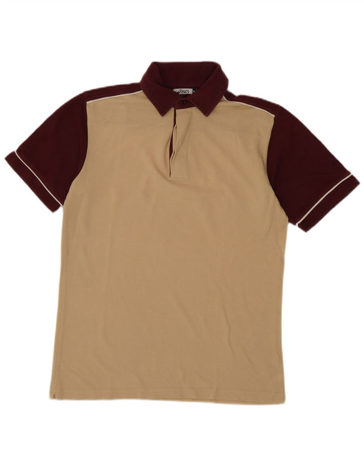 Asics Herren-Poloshirt aus mittelbeigefarbener Colourblock-Baumwolle