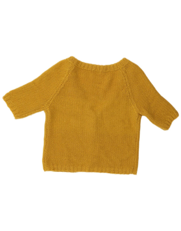 Vintage Damen 1/2 Ärmel Crop Cardigan Pullover UK 10 Small Grün