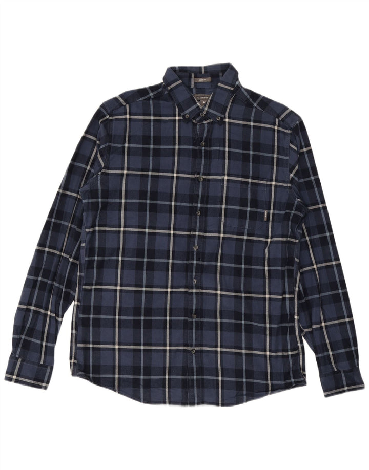 EDDIE BAUER Herren-Flanellhemd mit klassischer Passform, groß, marineblau, kariert, Baumwolle