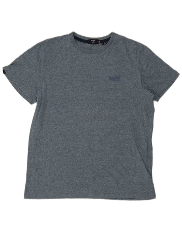 SUPERDRY Herren T-Shirt Top 2XL Blaue Baumwolle