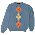 Il Granchio Herren-Pullover mit Rundhalsausschnitt, mittelblaue Argyle-/Diamantwolle
