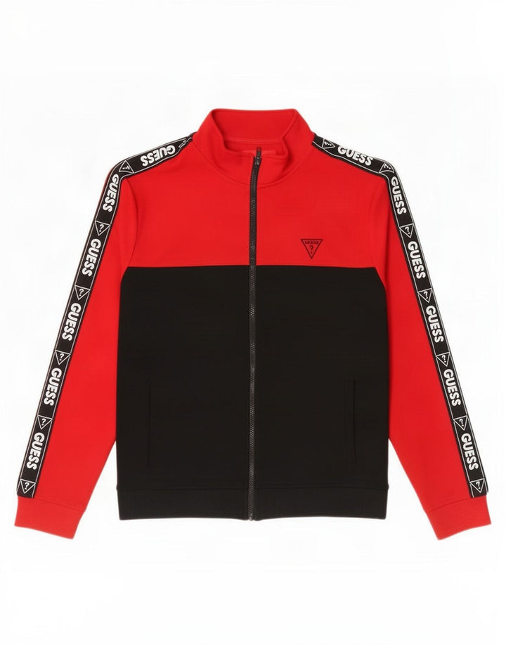 Guess Herren-Trainingsanzugoberteil mit Grafik, Größe L, Schwarz, Farbblock-Rayon