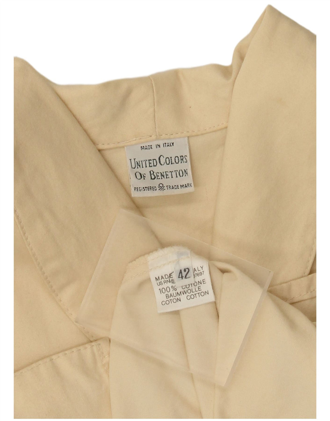 Benetton Damen Übergroßer Mantel IT 42 Mittelbeige Baumwolle
