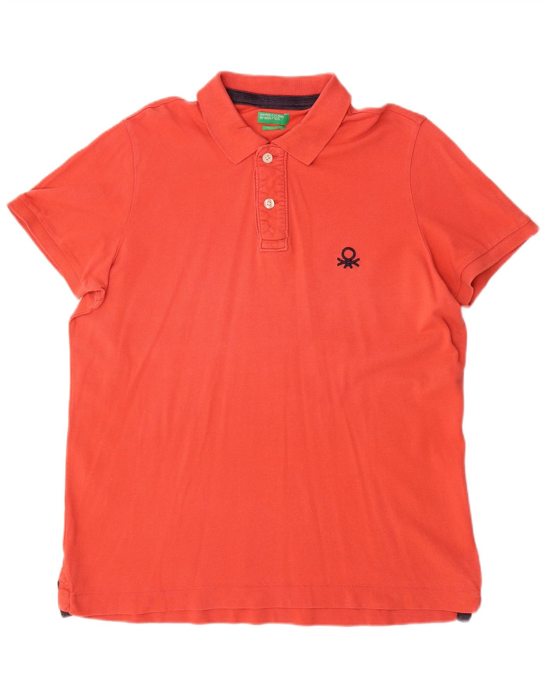 Benetton Herren Muscle Fit Poloshirt XL Orange Baumwolle
