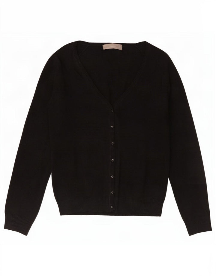 Zara Damen-Cardigan-Pullover UK 12 Mittelschwarze Baumwolle