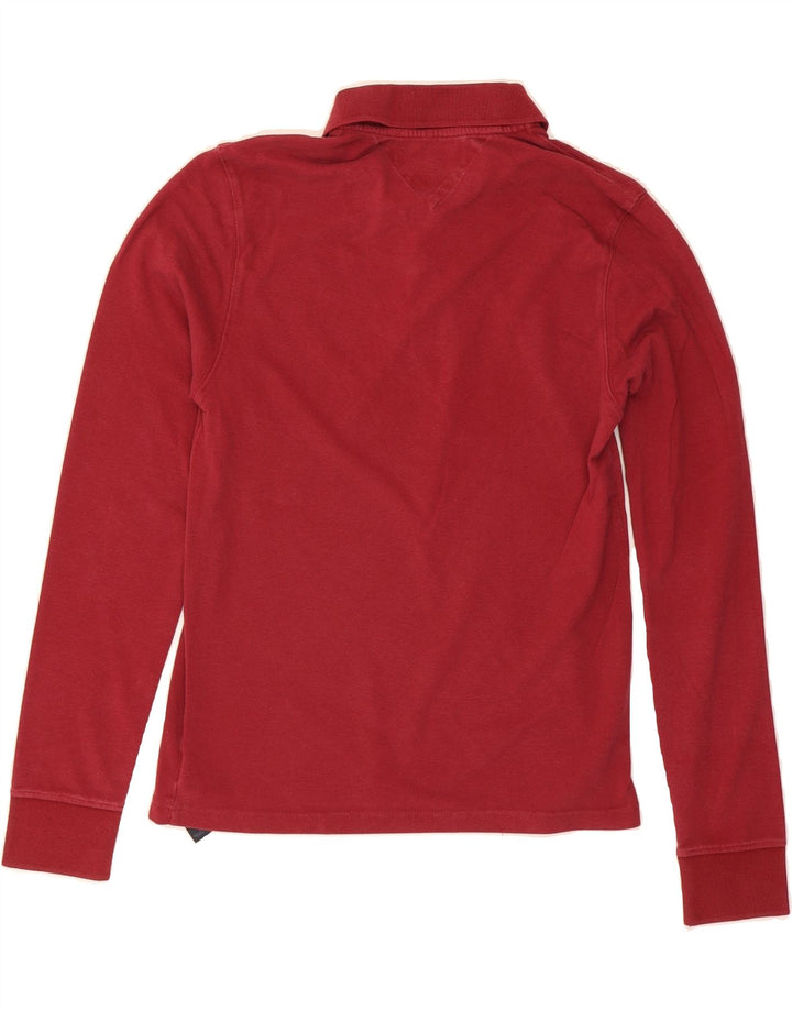 TOMMY HILFIGER Mens Golf Long Sleeve Polo Shirt Medium Red Cotton Vintage Tommy Hilfiger and Second-Hand Tommy Hilfiger from Messina Hembry 