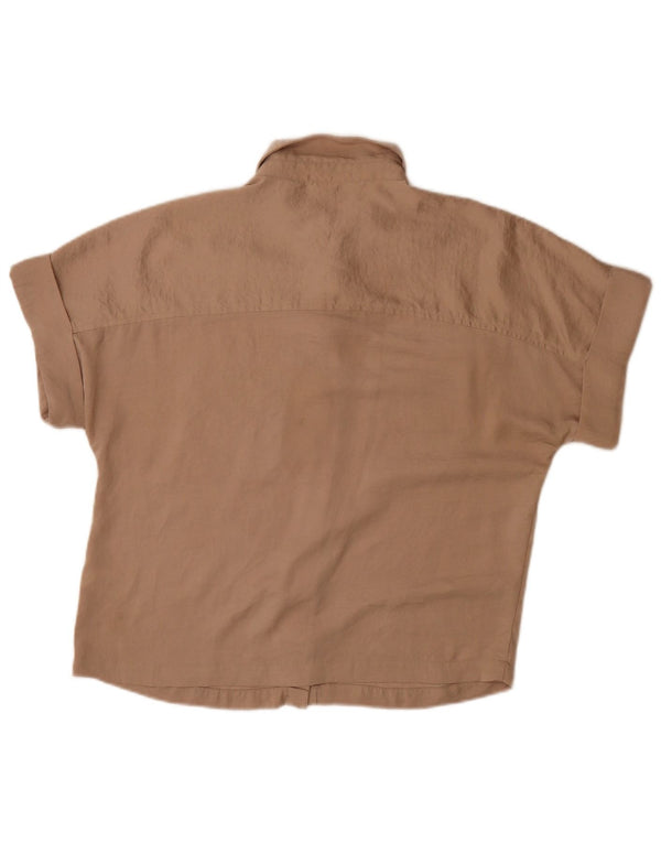 Marks & Spencer Damen Kurzarm-Hemdbluse UK 10 Small Braun