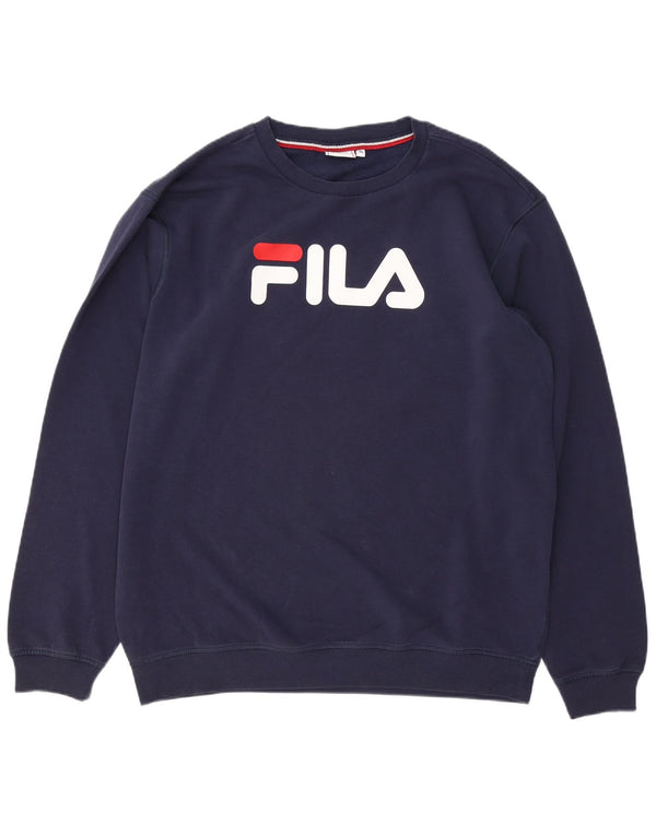 FILA Herren Grafik-Sweatshirt-Pullover XL aus marineblauer Baumwolle