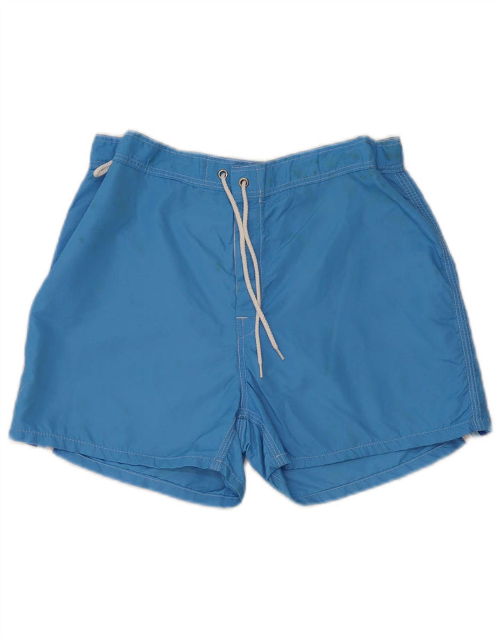 Sundek Herren-Badeshorts aus mittelblau gestreiftem Nylon