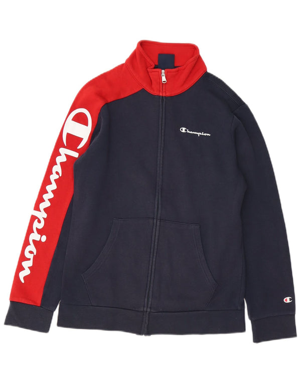 Champion Jungen-Trainingsanzug-Top-Jacke, 11–12 Jahre, Größe L, Marineblau, Farbblock
