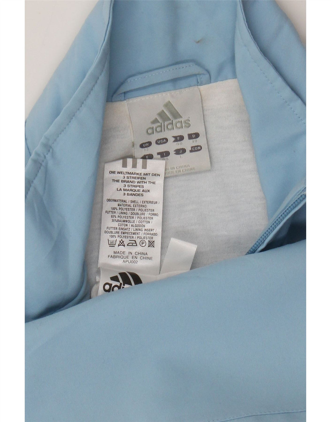 Adidas Damen Trainingsanzug Top Jacke UK 12 Mittelblaues Polyester