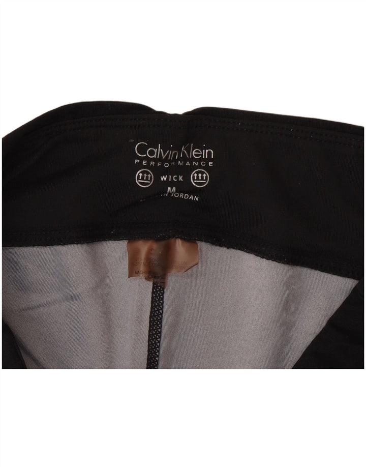 Calvin Klein Damen Capri-Leggings UK 12 Medium Schwarz gestreift Nylon