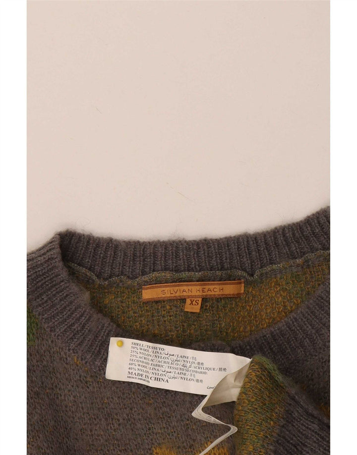 Silvian Heach Damen-Strickjacke mit abstraktem Muster, Gr. 6, XS, Grau