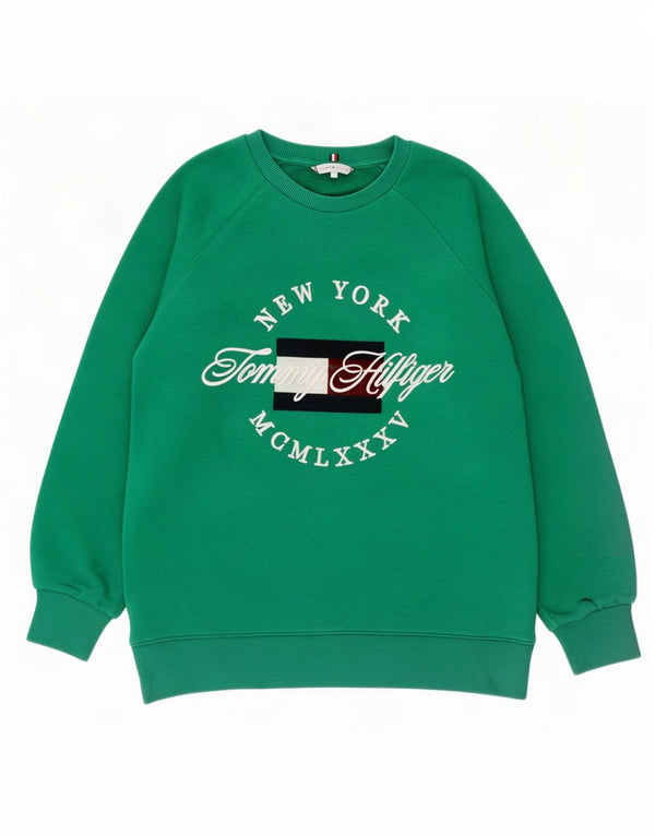 Tommy Hilfiger Herren-Sweatshirt mit Grafik, Größe S, grüne Baumwolle