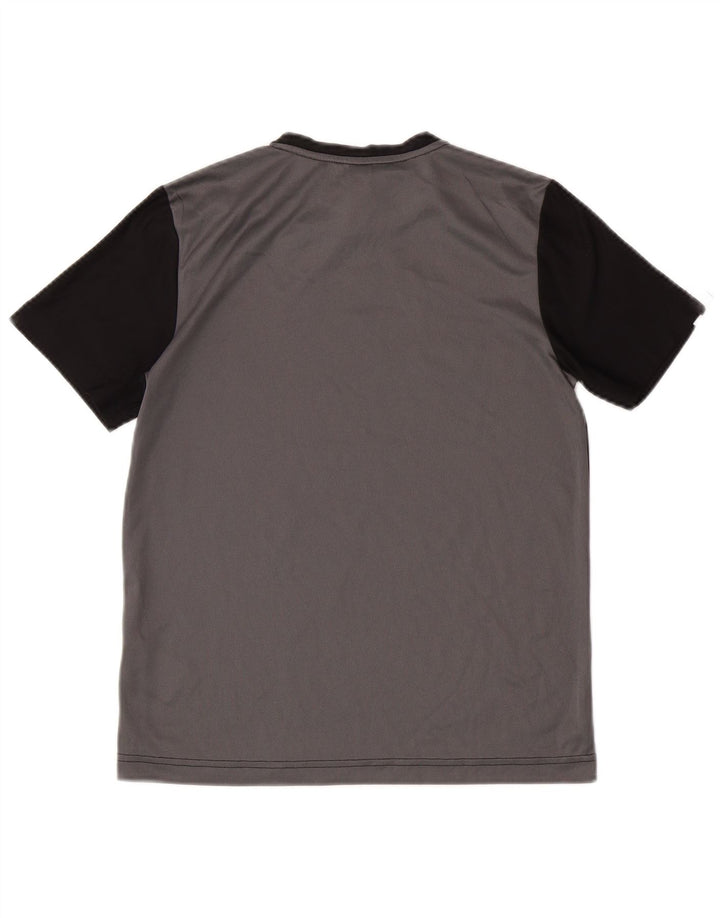 ADIDAS Boys T-Shirt Top 11-12 Years Black Colourblock Polyester