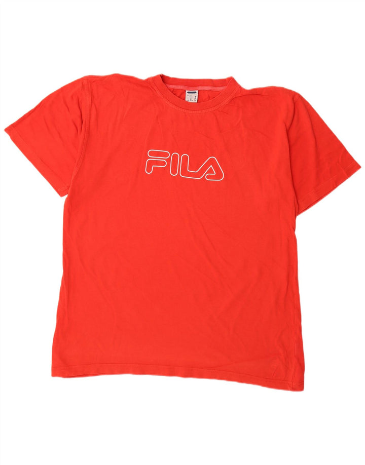 Fila Herren Grafik-T-Shirt-Oberteil XL aus roter Baumwolle