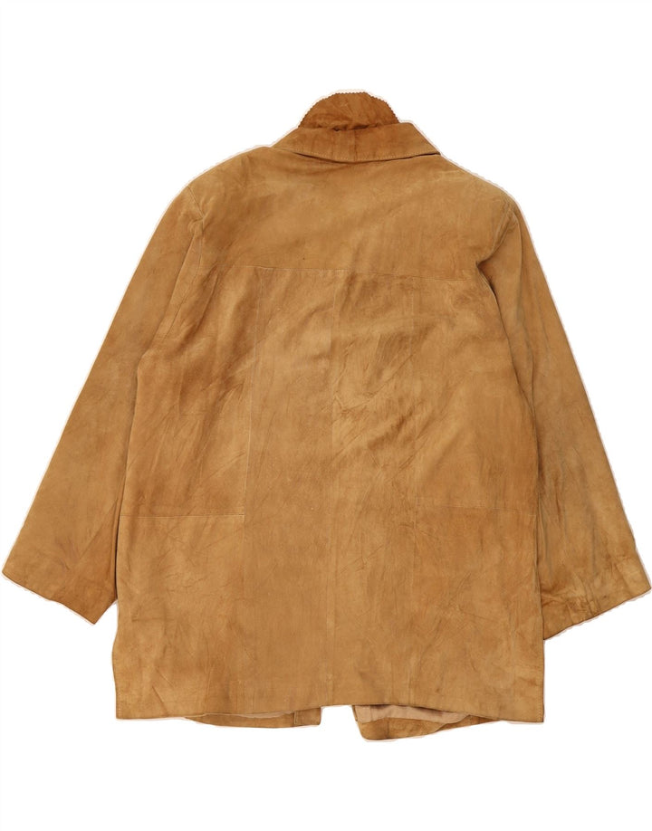 VINTAGE Womens Suede Jacket UK 16 Large Brown Leather Vintage Vintage and Second-Hand Vintage from Messina Hembry 