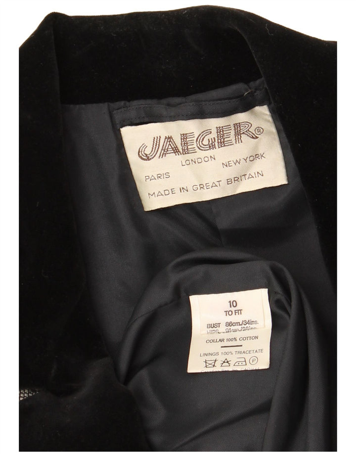 Jaeger Womens Crop 1 Button Blazer Jacke UK 10 Small Grau karierte Baumwolle