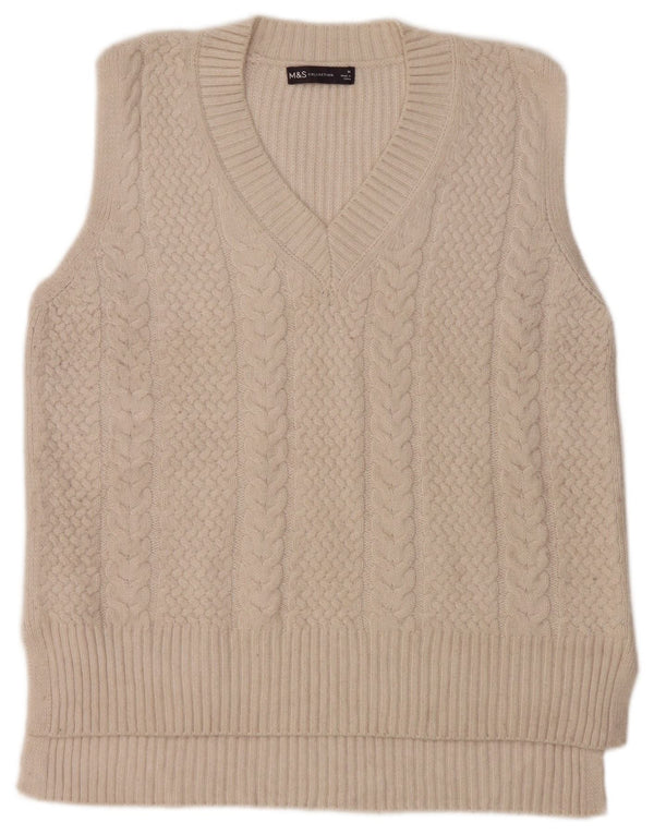 Marks & Spencer Damen Weste Tank Top UK 14 Medium Off White Polyester
