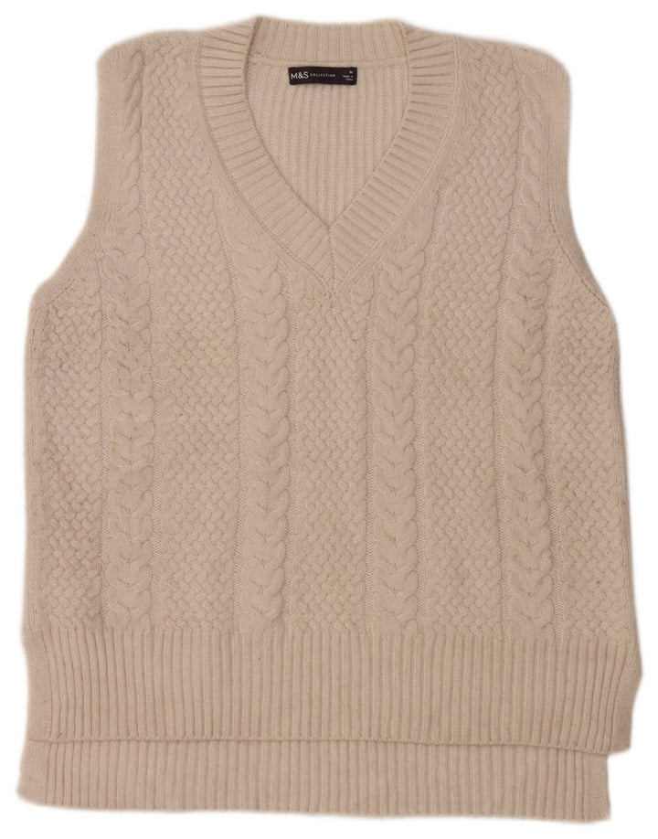 Marks & Spencer Damen Weste Tank Top UK 14 Medium Off White Polyester
